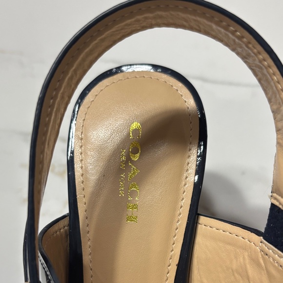 Coach Glossy Dark Blue/navy Heels with Gold Accent - Picture 8 of 16